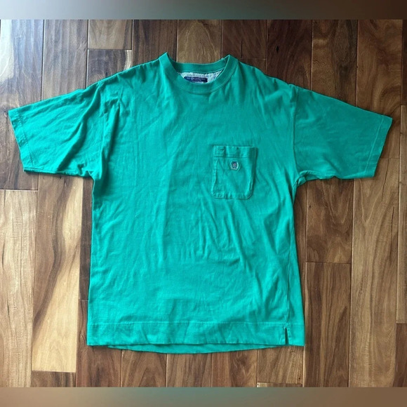 Tommy Hilfiger Green Solid T-Shirt with Pocket size Large - Picture 1 of 2